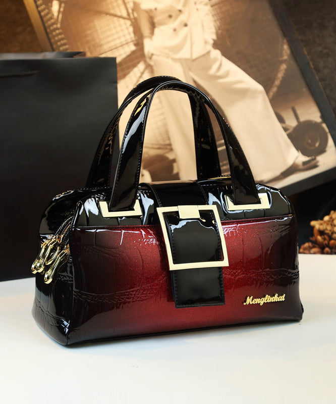 Gradient Color Solid Durable Faux Leather Tote Handbag