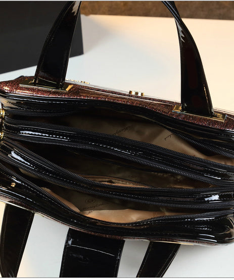 Gradient Color Solid Durable Faux Leather Tote Handbag