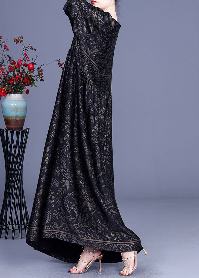 Botanical Print V-Neck Three Quarter Sleeve Maxi Dress - View 3