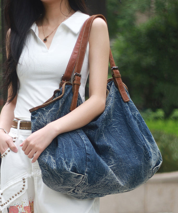 Stylish Large Capacity Blue Denim Satchel Bag Handbag