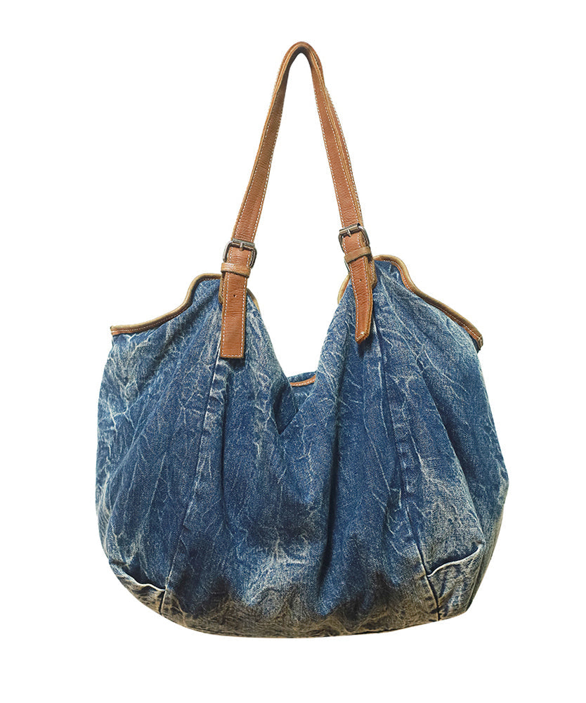 Stylish Large Capacity Blue Denim Satchel Bag Handbag