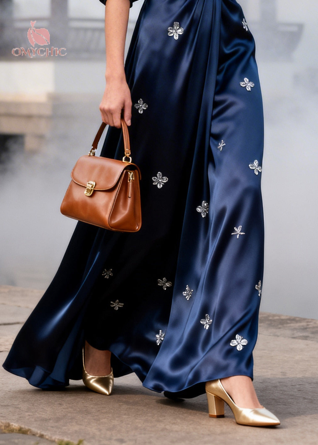 Silk Floral Wrinkled Midi Dress - View 4