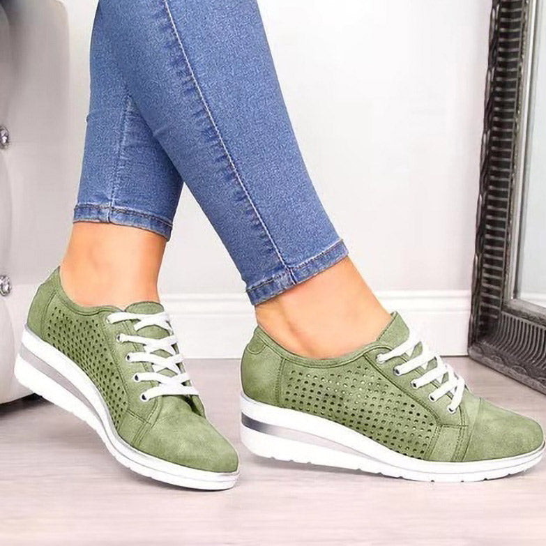 Comfort Suede Hollow Wedges Sneakers - Mislish