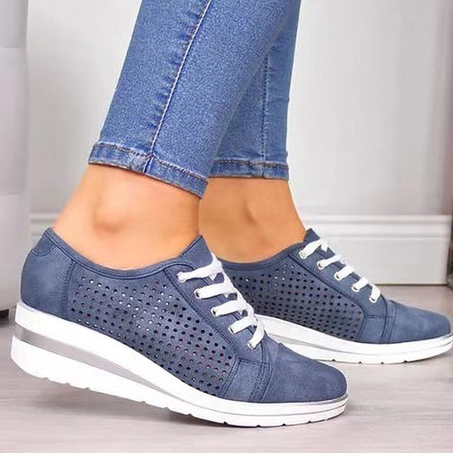 Comfort Suede Hollow Wedges Sneakers - Mislish