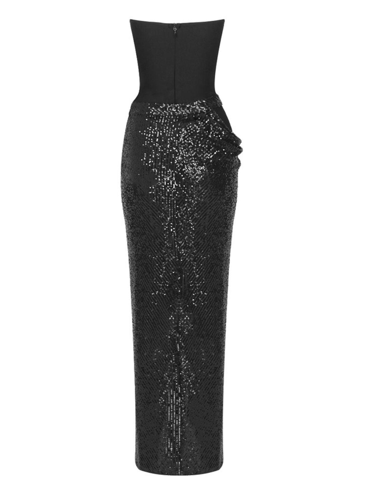 Sequin Sweetheart Strapless High-Slit Maxi Gown 8