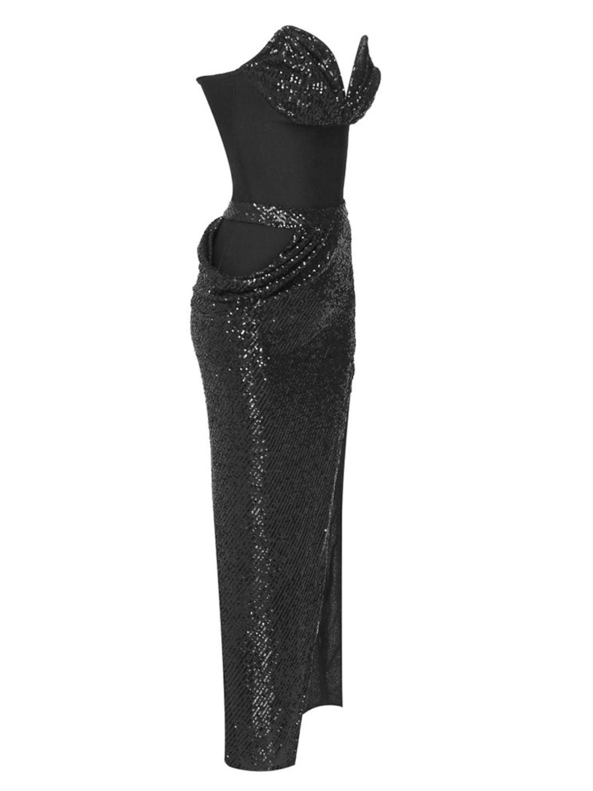 Sequin Sweetheart Strapless High-Slit Maxi Gown 7