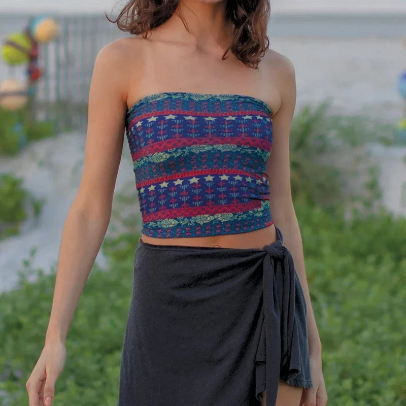 Boho Bandeau Off-Shoulder Tube Crop Top
