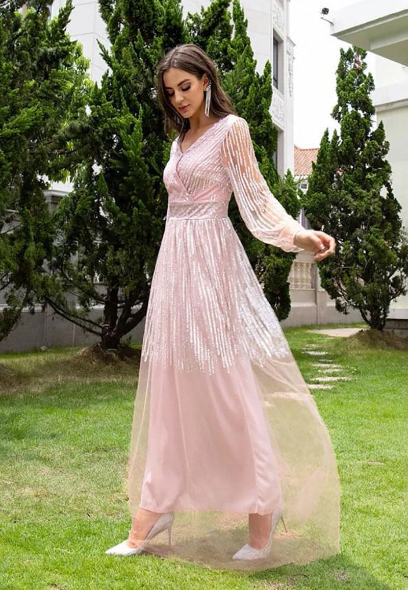 Summer Elegant Long Sleeve Gauze Tulle Wedding Dress - View 2