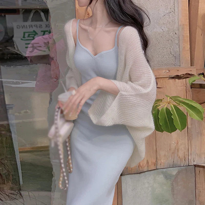 Mohair Knitted Sun Protection Loose Knit Cardigan