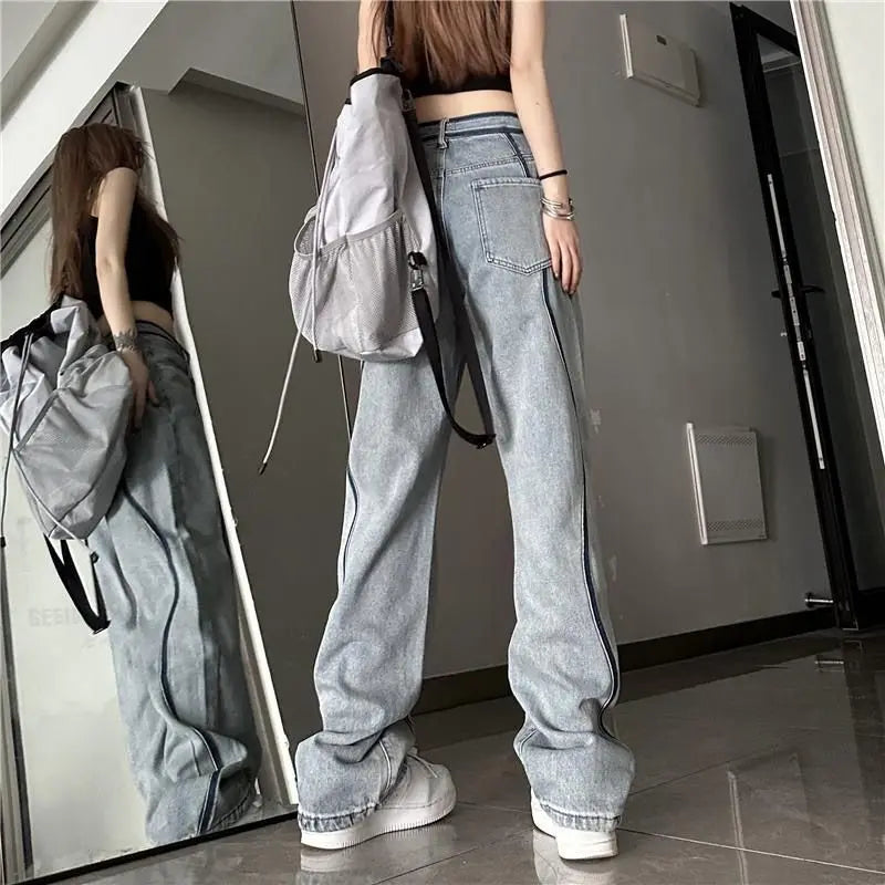 High Waisted Loose Straight Jeans Pants