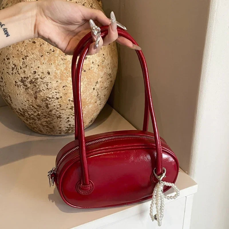 Red Casual Korean Style Underarm Shoulder Bag