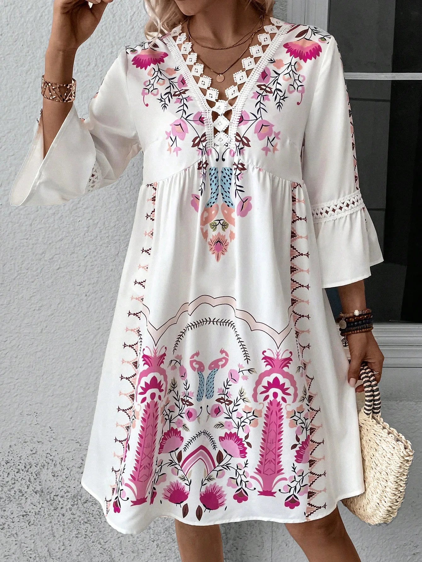 Boho V-neck Floral Party Dress