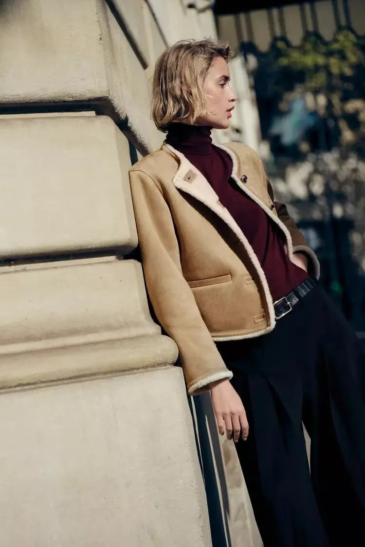 Gold Button Long Sleeve Double-sided Cardigan