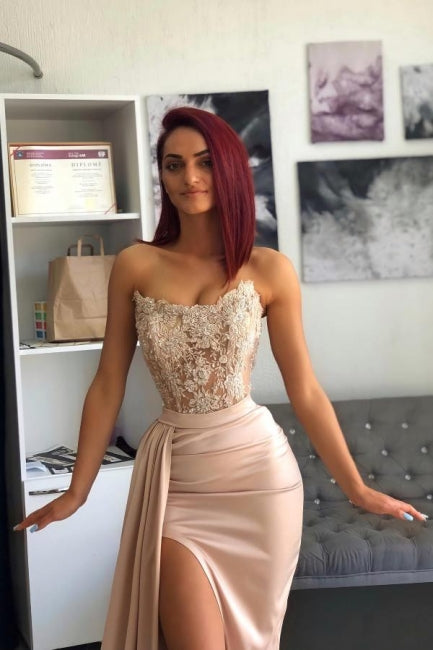 Beautiful Mermaid Sweetheart Floor Length Prom Dress with High Split - Fashionpara