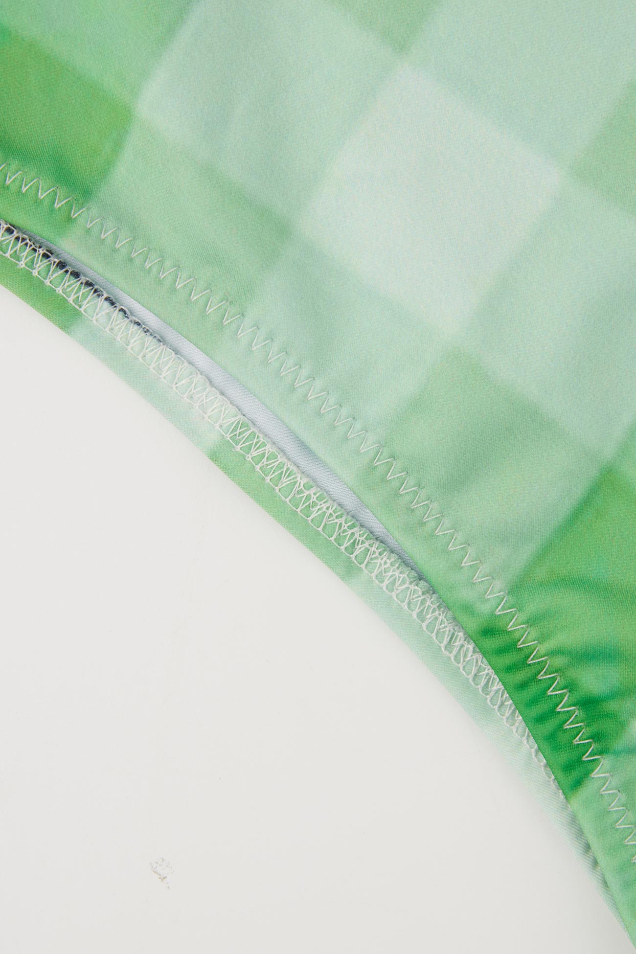 Green Plaid Print One Piece Swimsuit