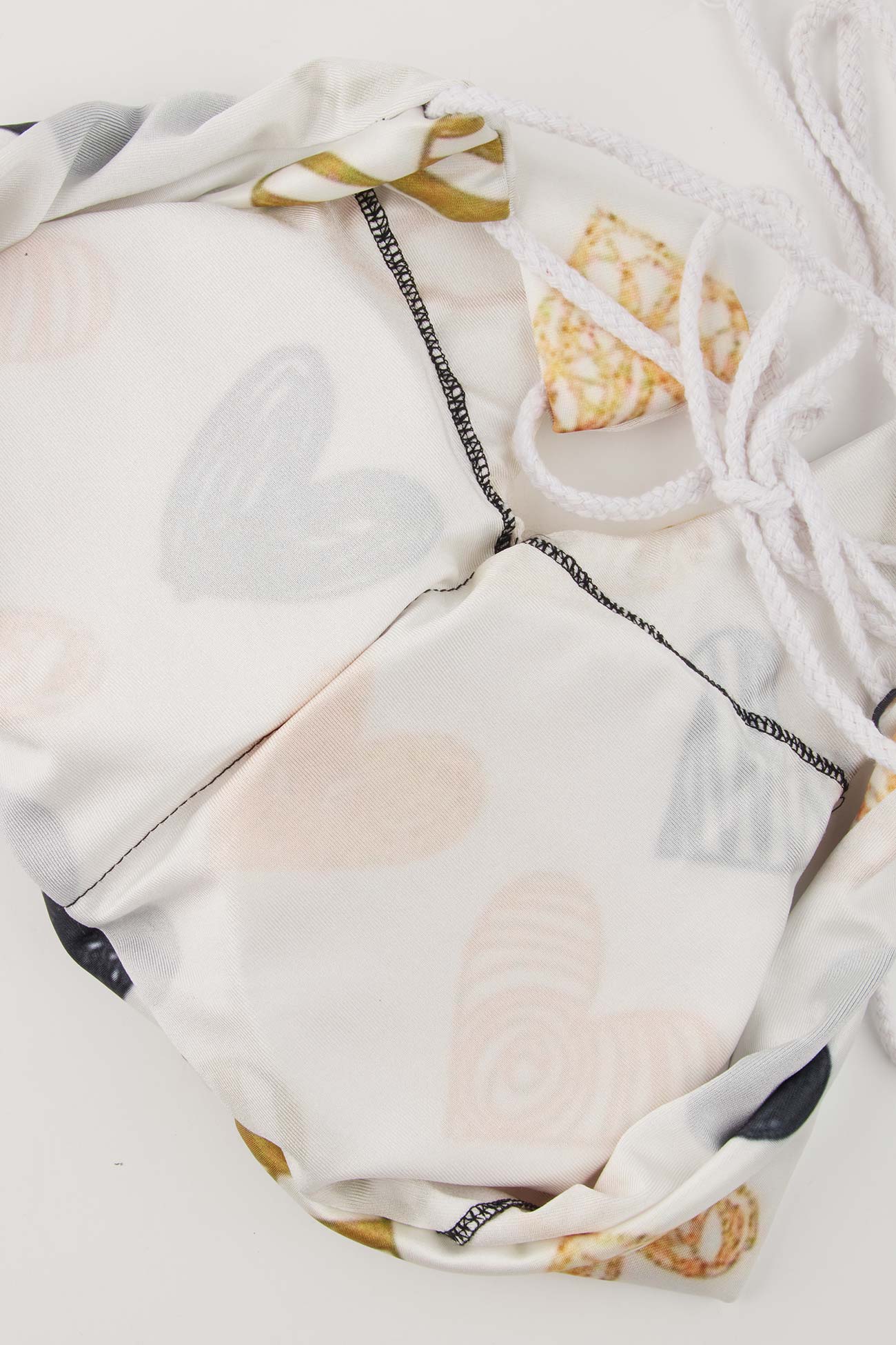 Peach Heart Print Tie-back Bikini Suits