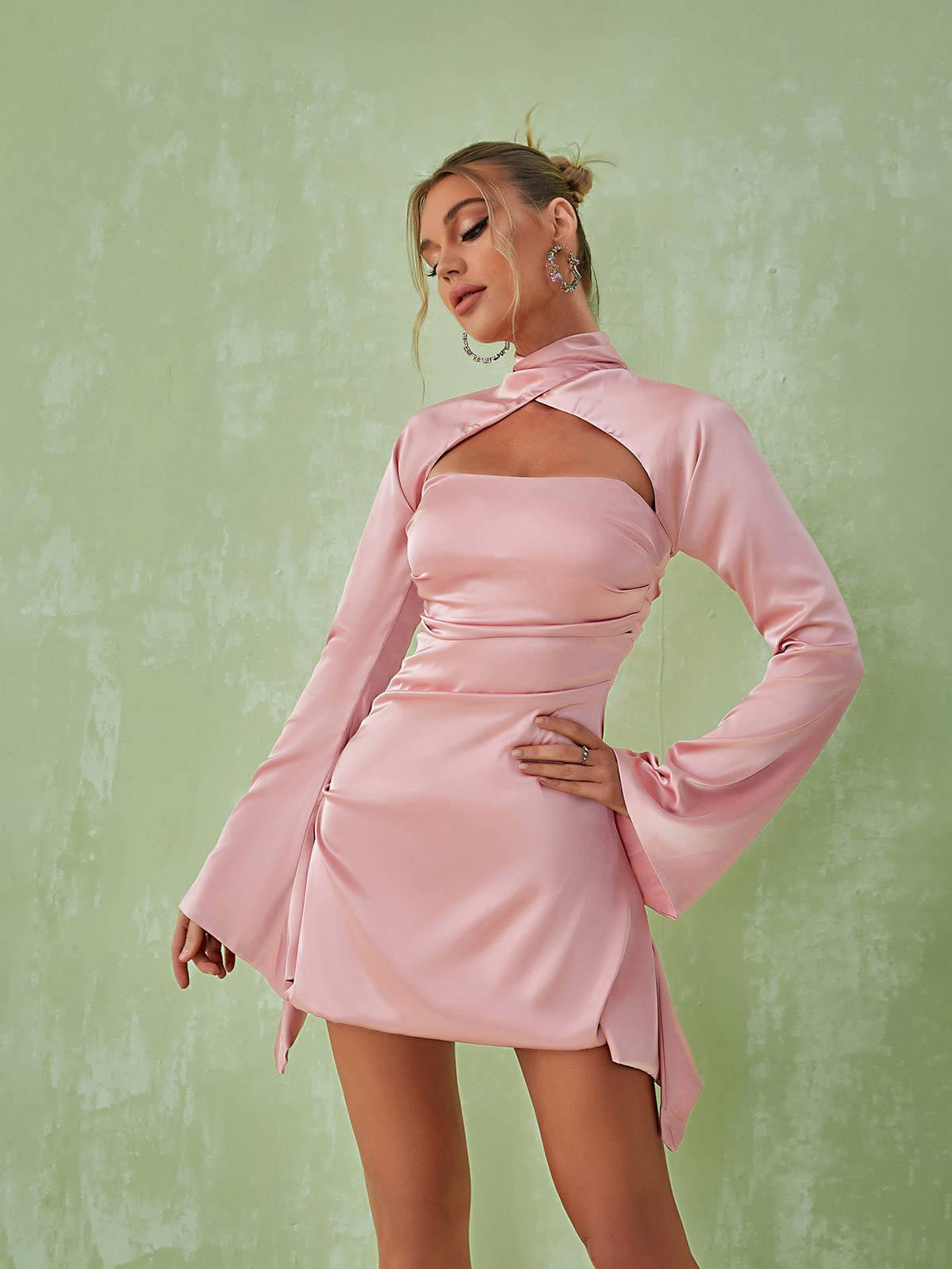 Sybil Satin Mini Dress In Pink