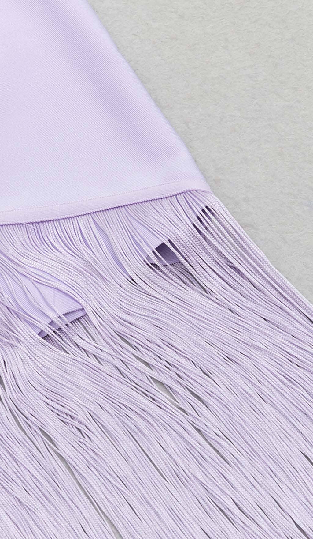 Halter Neck Tassel Fringe Hem Bodycon Midi Dress