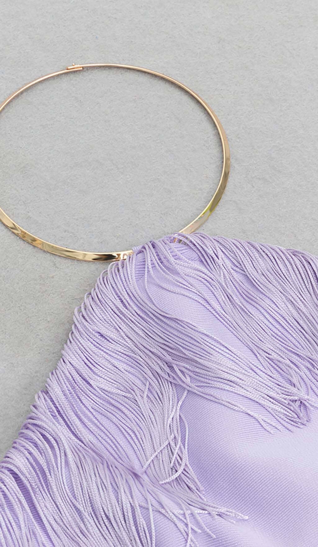 Halter Neck Tassel Fringe Hem Bodycon Midi Dress