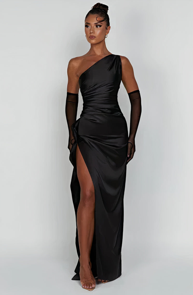 One Shoulder Ruched Cocktail Mini Dress - View 5