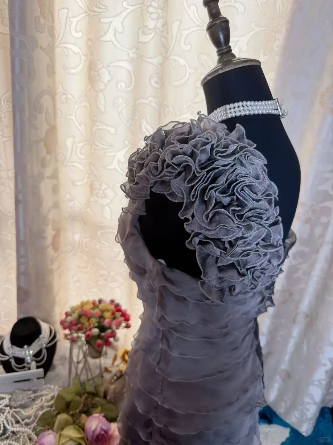 Vintage One Shoulder Gray Chiffon Sheath Cocktail Dress Formal Graduation Homecoming Dress D454