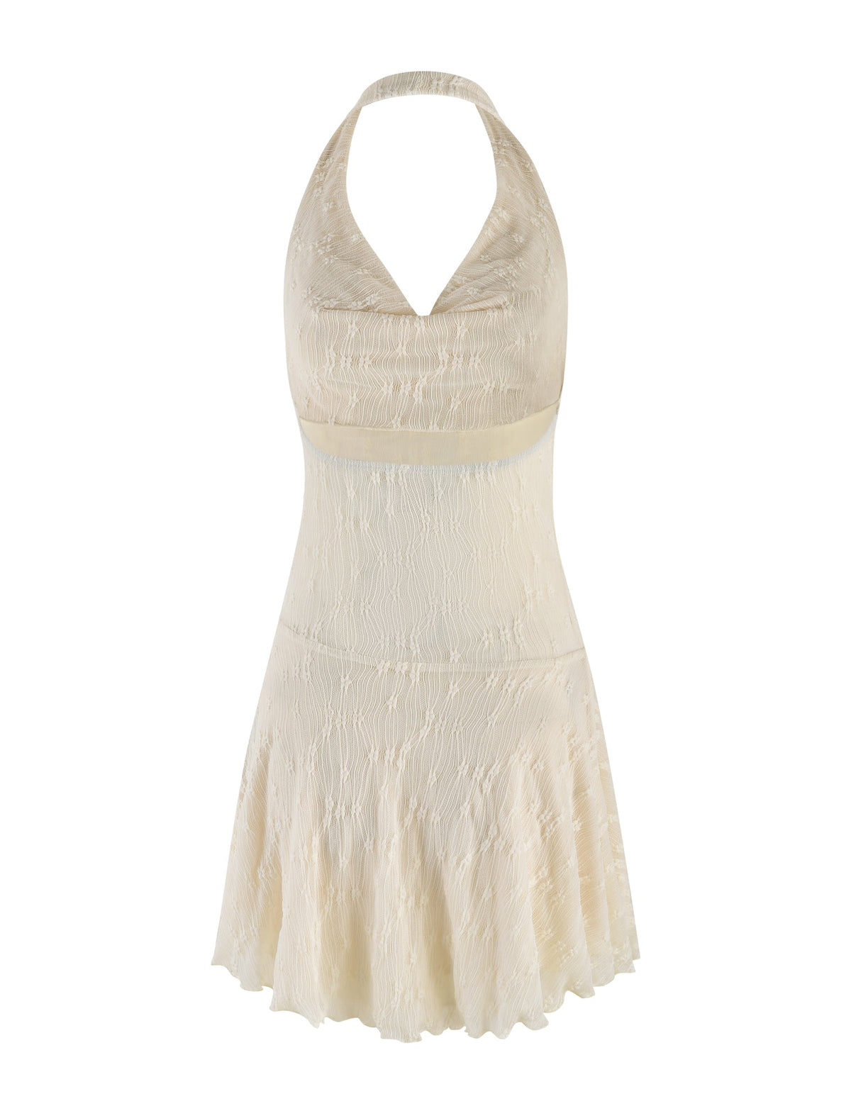 Cowl Neck Halter Backless Textured Asymmetric Mini Dress 9