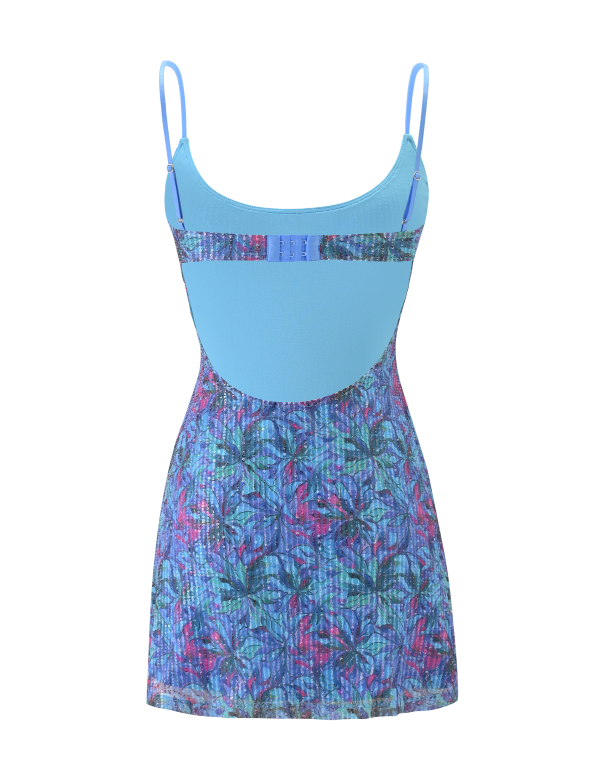 Floral Sequin Spaghetti Strap Bodycon Mini Dress - View 8