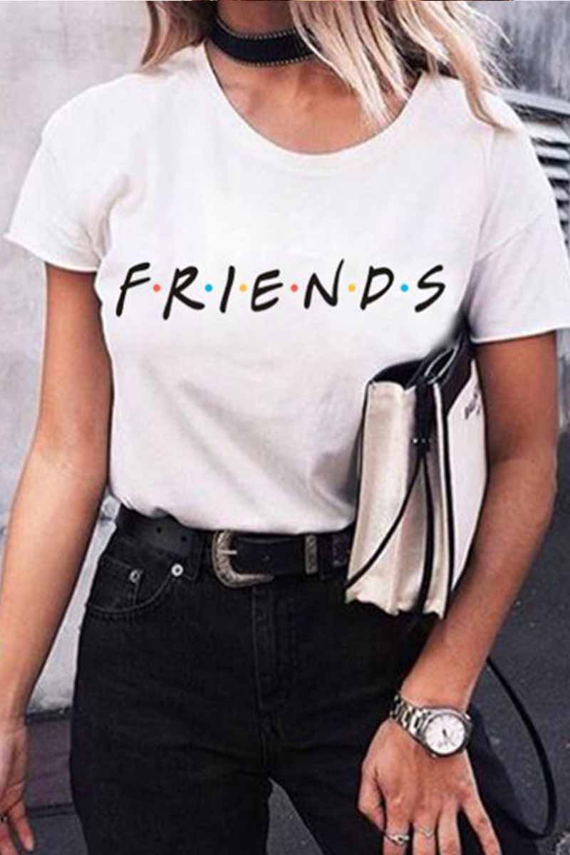 Florcoo Letter Print Loose T-shirt