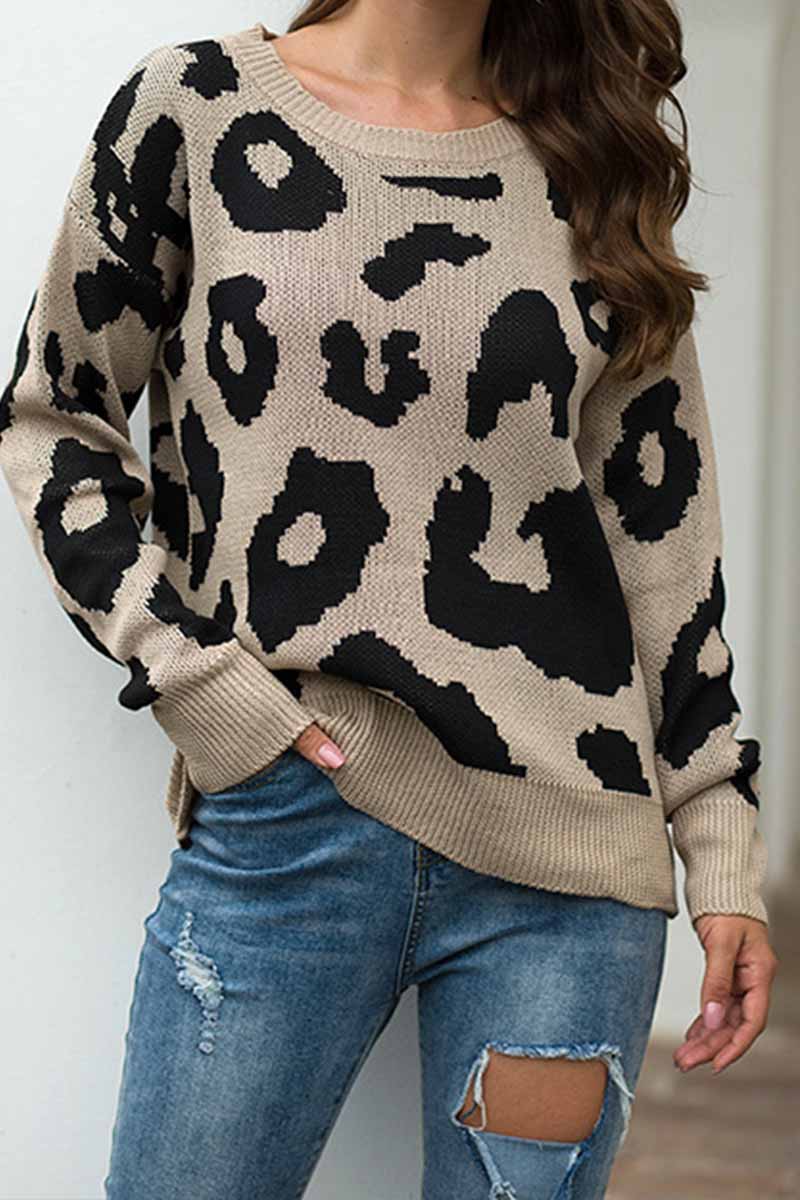 Florcoo Chic Leopard Print Sweater for Effortless Style