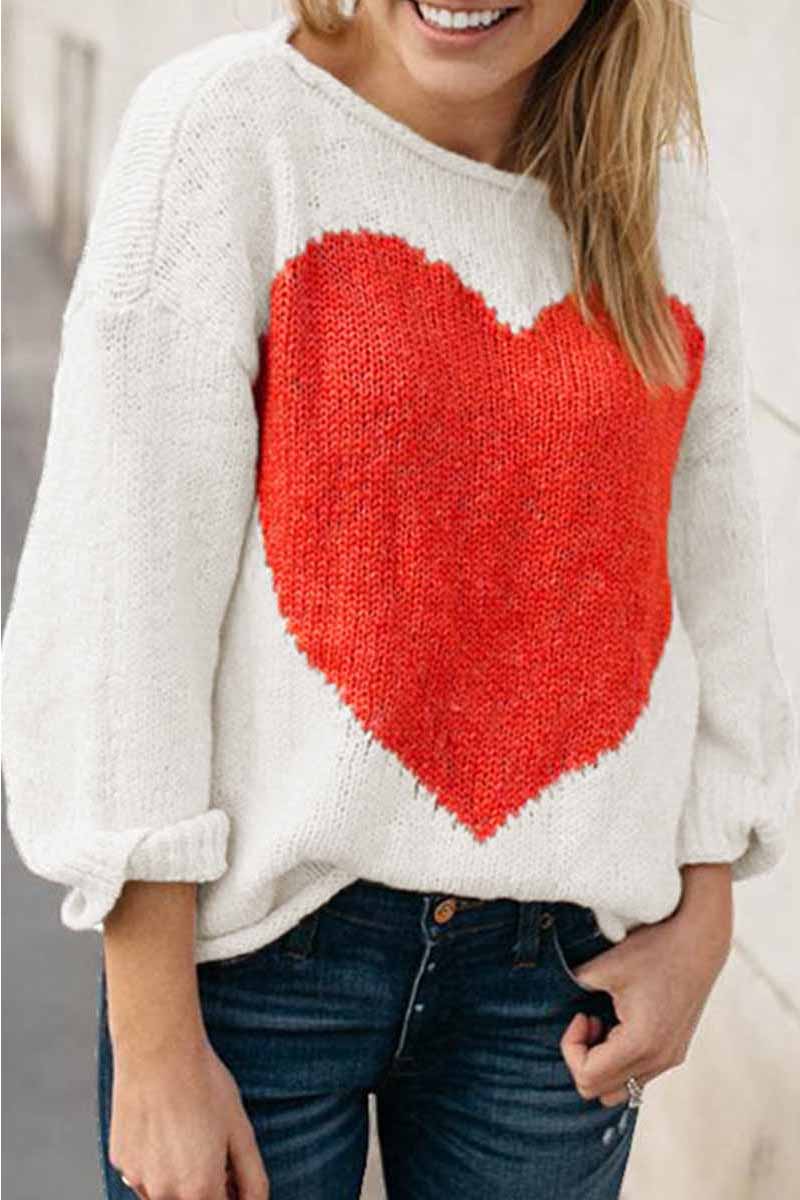 Florcoo Women's Stylish Contrast Loose Sweater Top