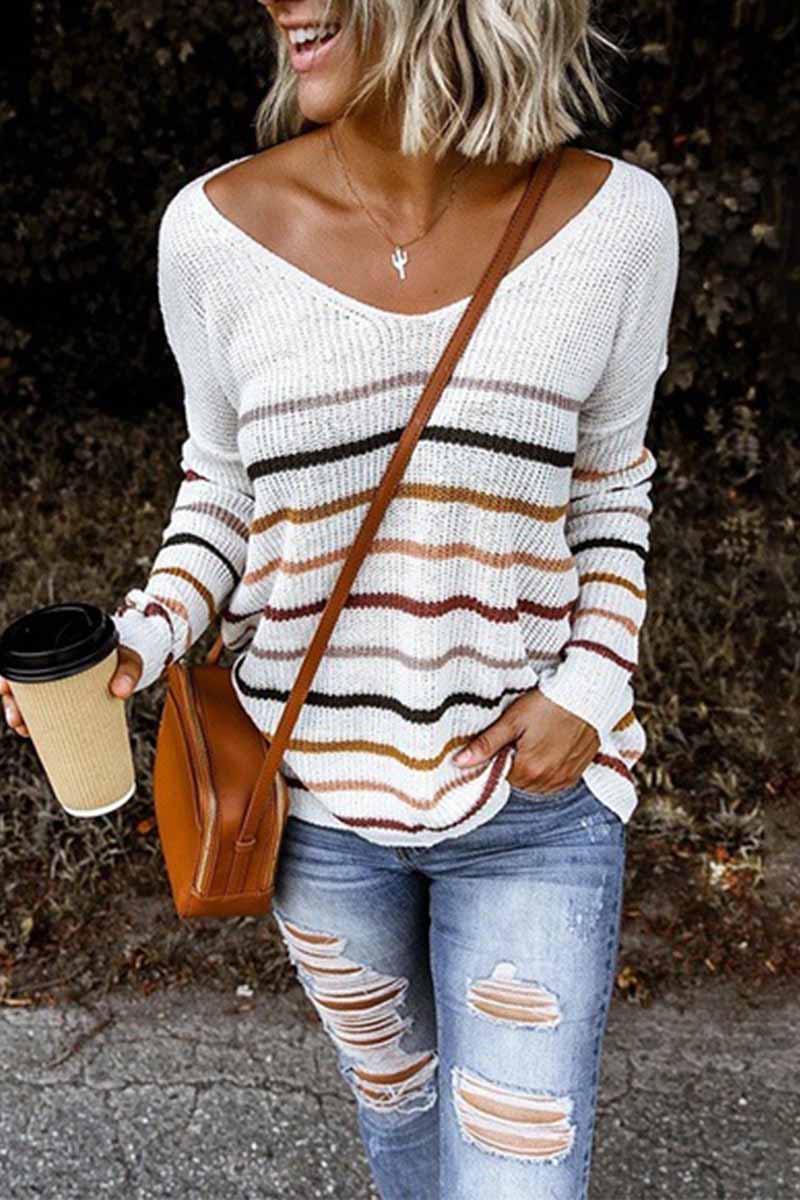 Florcoo Soft Striped Sweater for Effortless Everyday Style