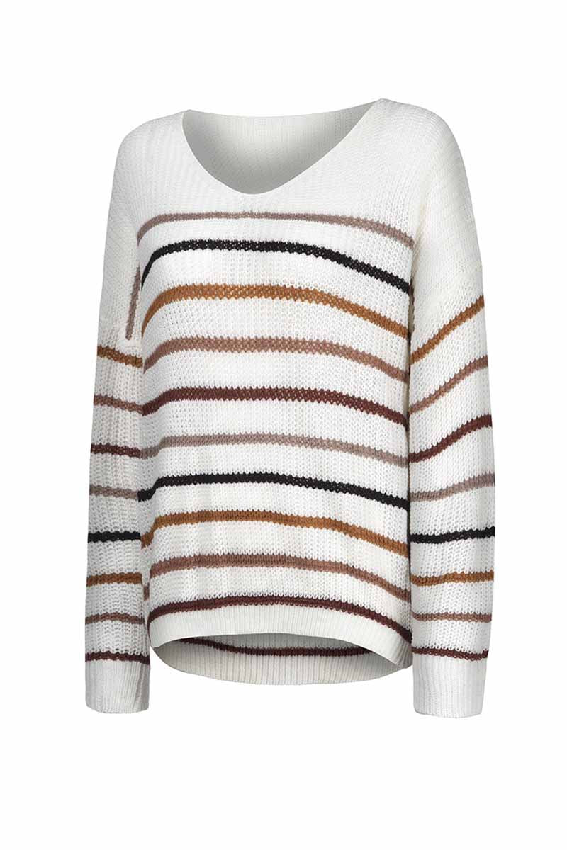 Florcoo Soft Striped Sweater for Effortless Everyday Style