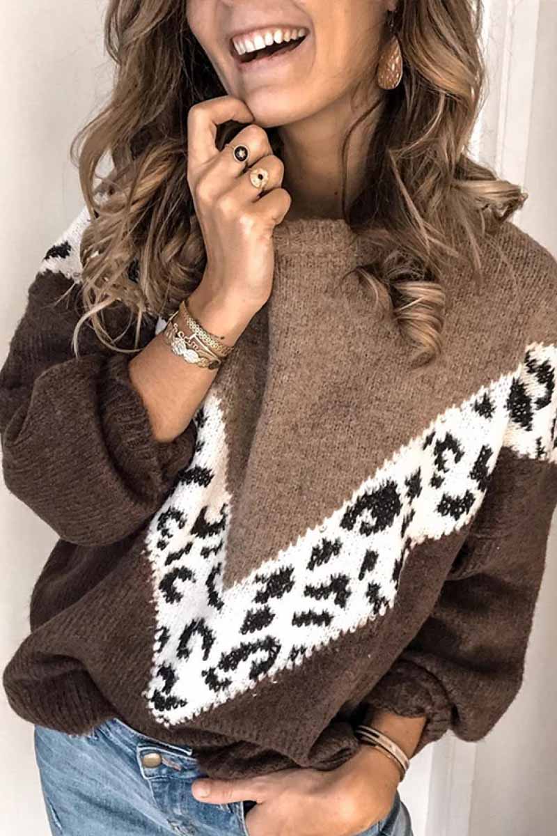 Florcoo Stylish Leopard Print Sweater for Effortless Chic