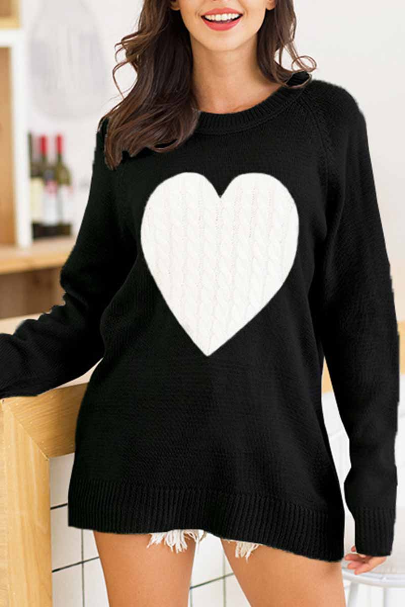 Florcoo Heart Shaped Loose Sweater in Three Elegant Colors
