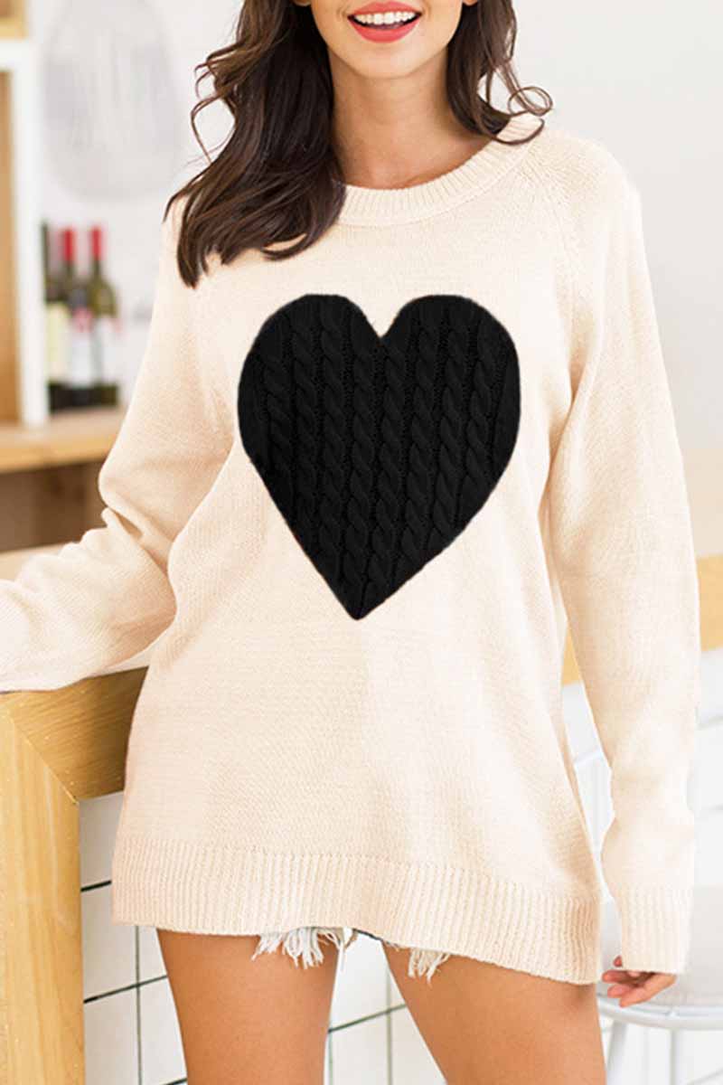 Florcoo Heart Shaped Loose Sweater in Three Elegant Colors