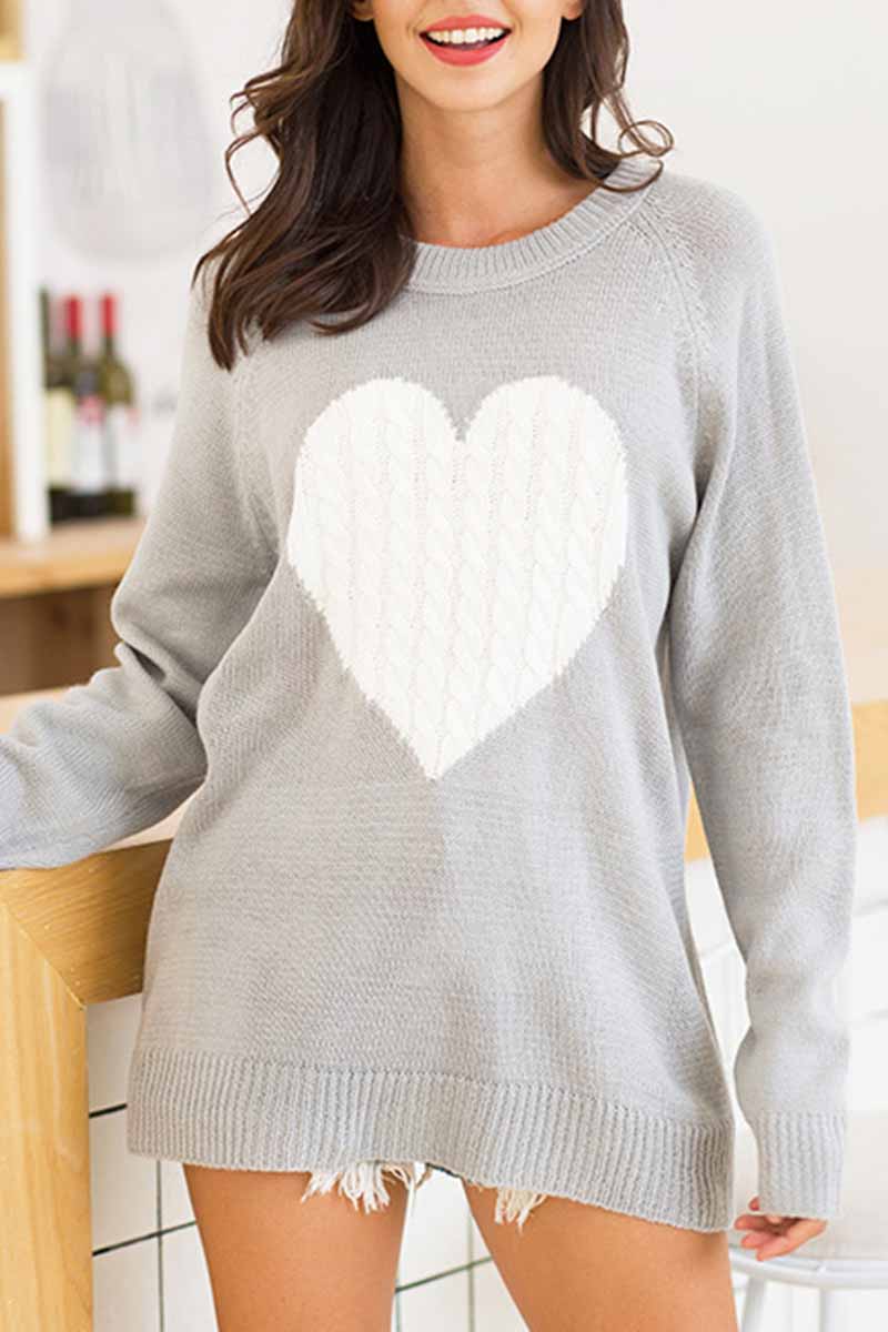 Florcoo Heart Shaped Loose Sweater in Three Elegant Colors