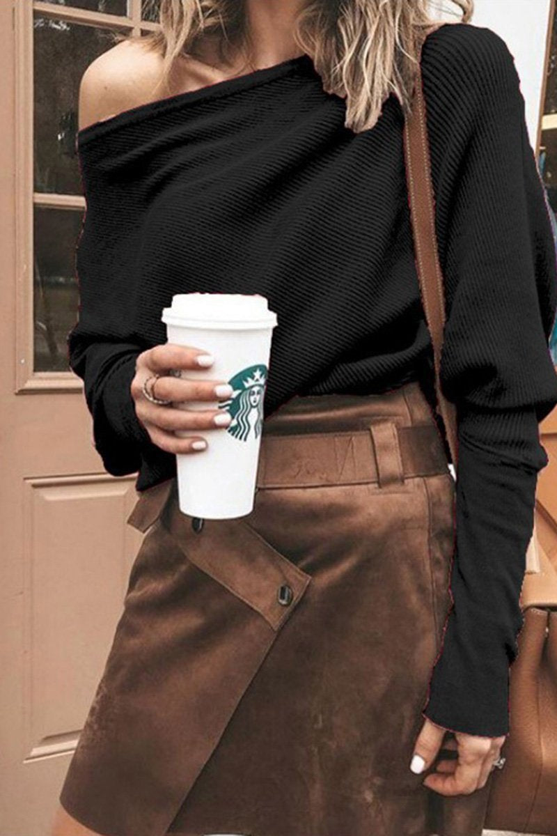 Florcoo Dew Shoulder Bat Sleeve Sweater in 3 Colors