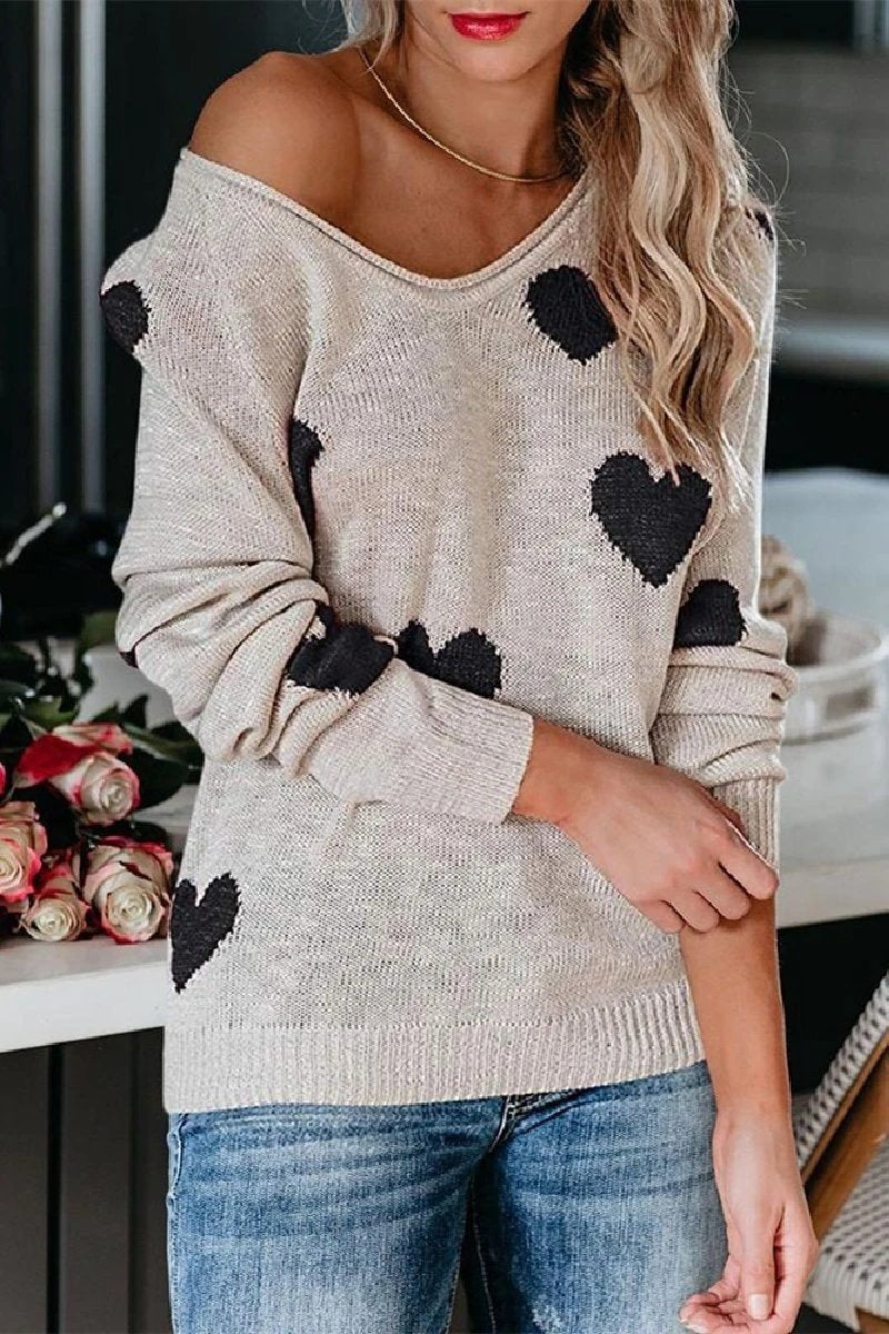 Florcoo Loose V-Neck Knitted Sweater in Five Chic Colors