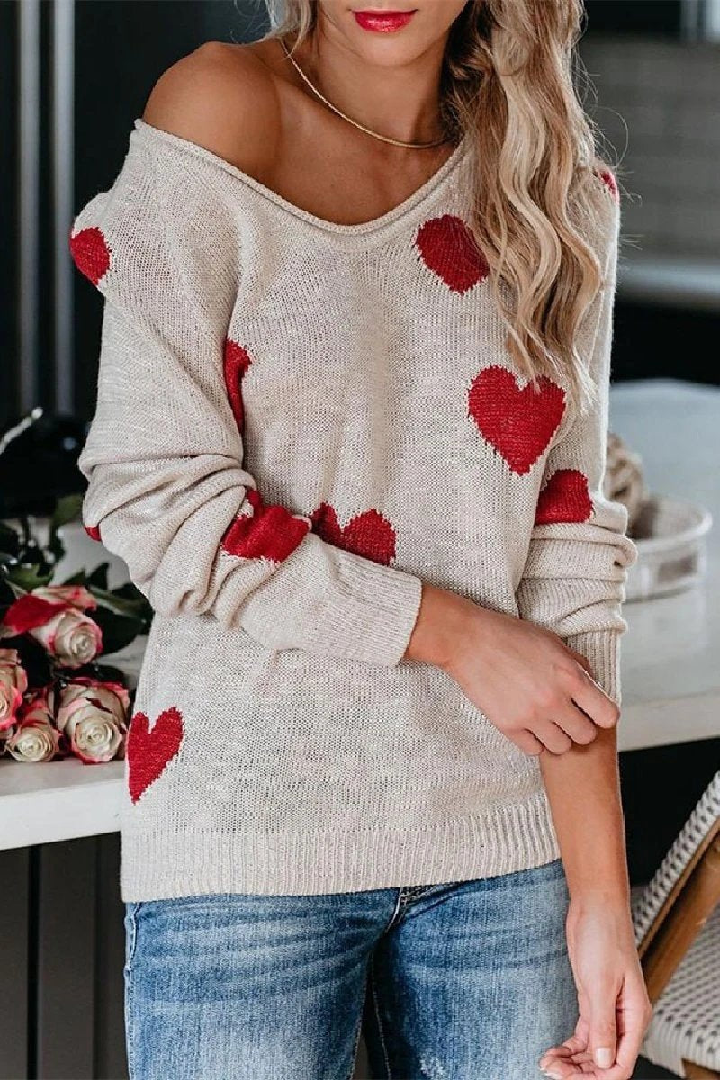 Florcoo Loose V-Neck Knitted Sweater in Five Chic Colors