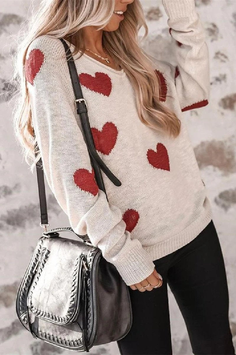 Florcoo Loose V-Neck Knitted Sweater in Five Chic Colors