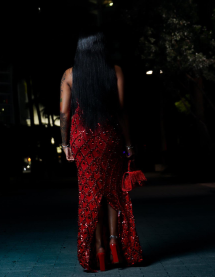 Luxurious Red Halter Sequin Beaded Long Prom Dress Birthday Party Dress D546