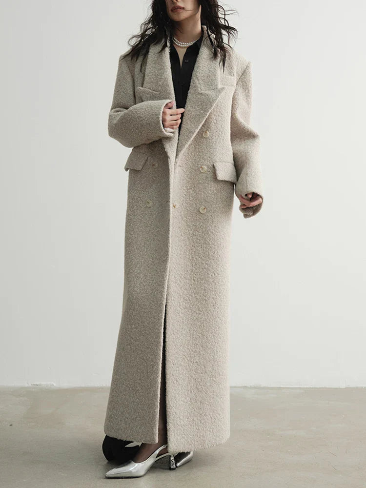 Solid Patchwork Long Sleeve Overcoat