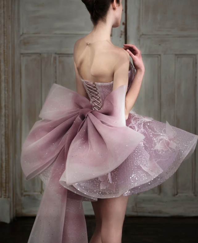 Pretty Purple Butterfly Organza Sequin A Line Formal Homecoming Dress 20th Birthday Outfits With Bow D155