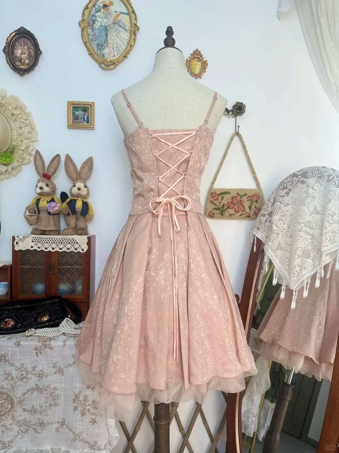 Pretty Spaghetti Straps Pink Satin Print Floral A Line Short Homecoming Dress Birthday Dress D530
