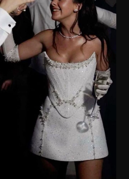 Sparkly Strapless White Satin Sequin Beaded Short Birthday Outfits Formal Graduation Homecoming Dress D117