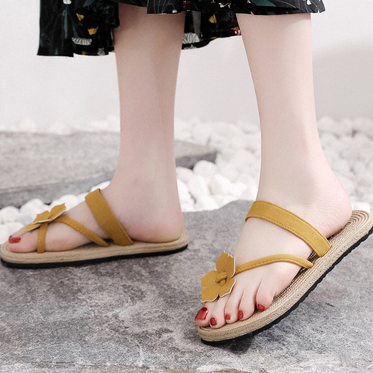 Telly Thong Flip Flops Flower Decor Slippers - Mislish