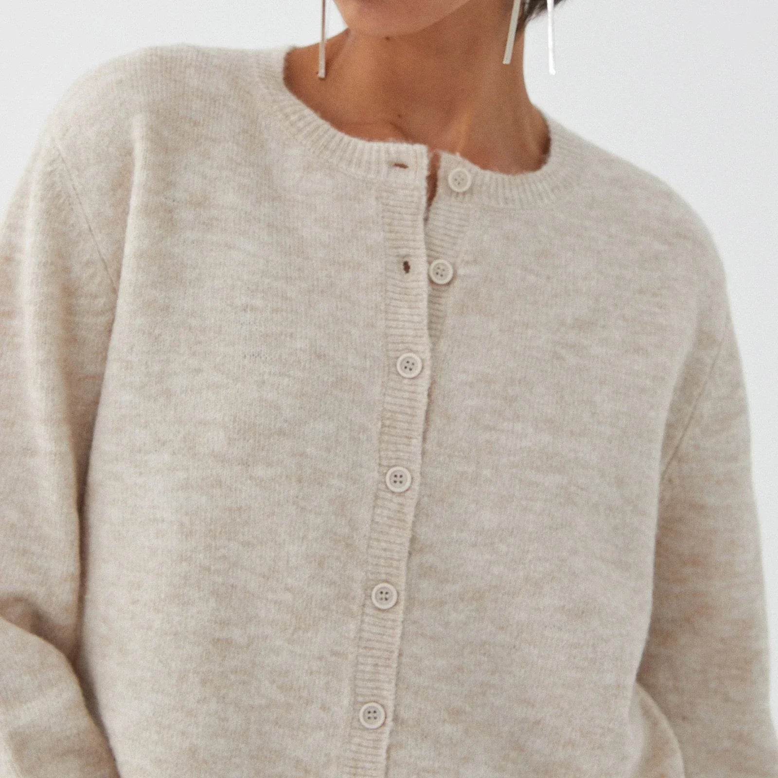 O-neck Cropped Button Knitted Cardigan