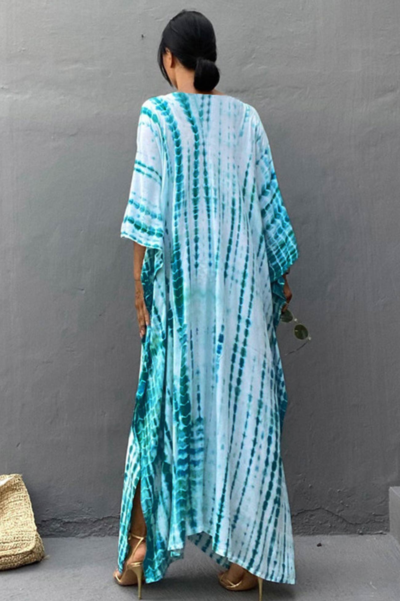 Tie Dye Slit Beach Cover-up Maxi Dress