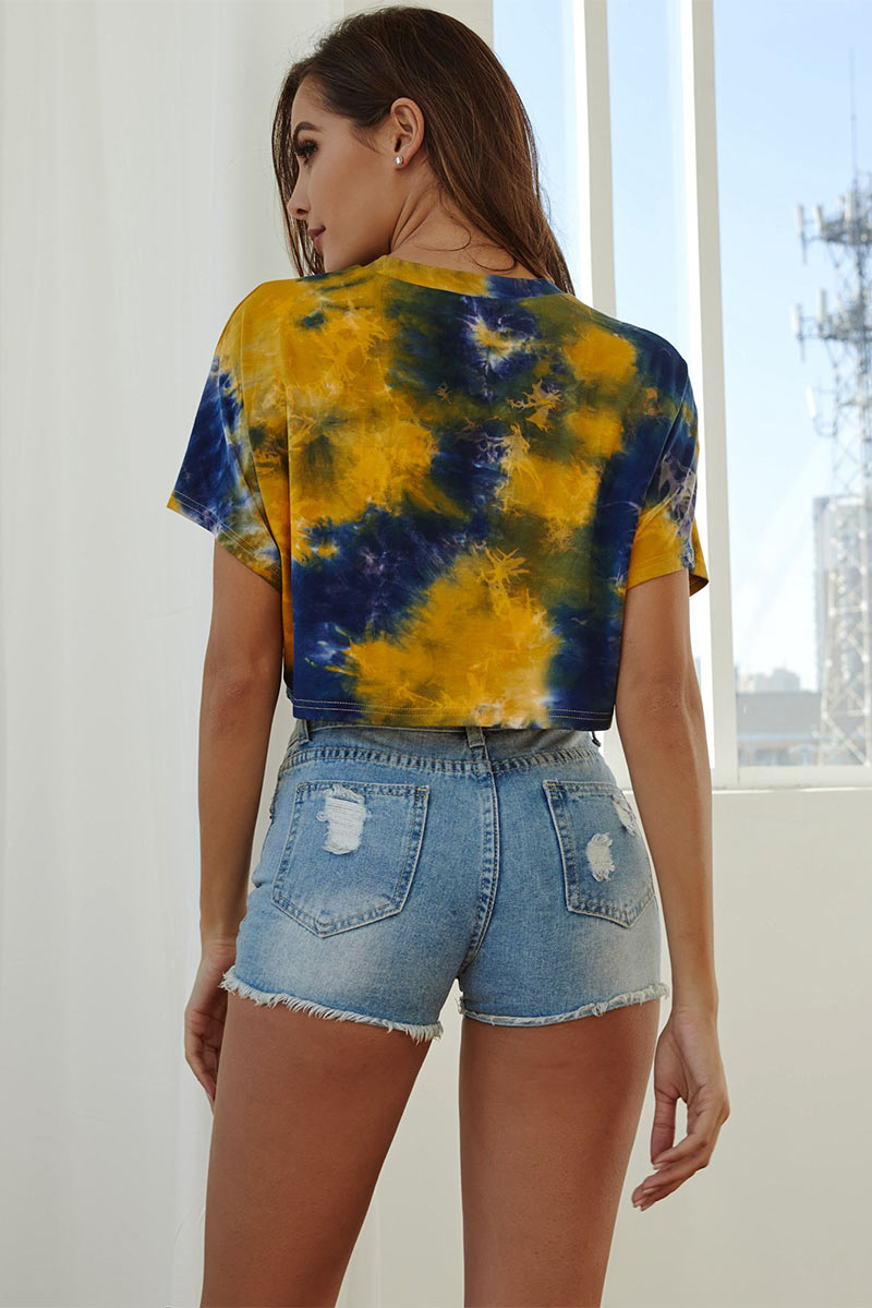 Tie-dyed Short Sleeve Crop T-shirt - Fashionpara