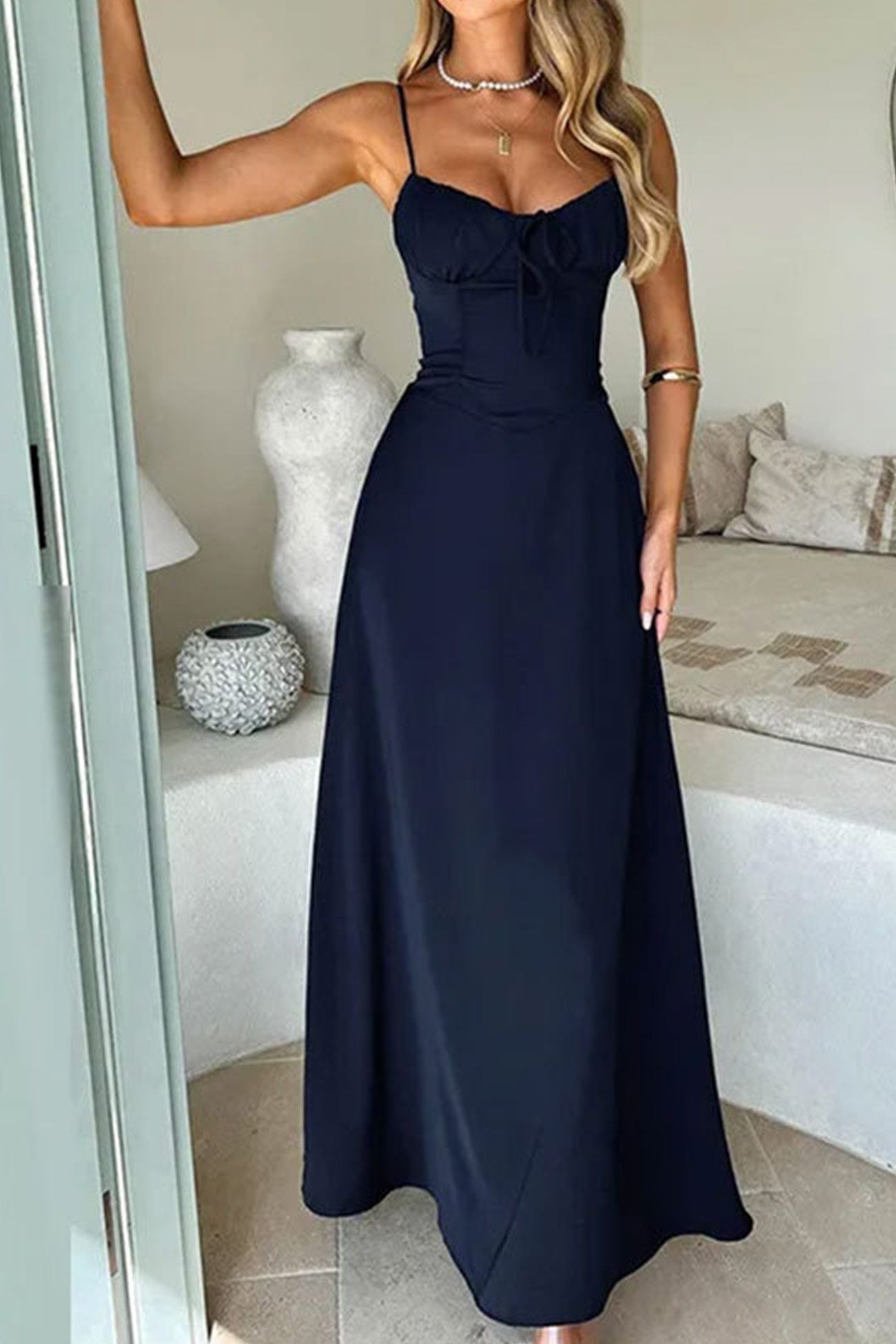 Tie-up Corset A-line Cami Dress - Fashionpara